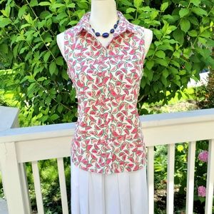 NEW! J Crew sz Medium M sleeveless button cotton top watermelon NWT